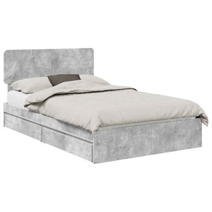 Opslag bed met hoofdeinde Beton Grijs 135 x 190 cm Bewerkt hout