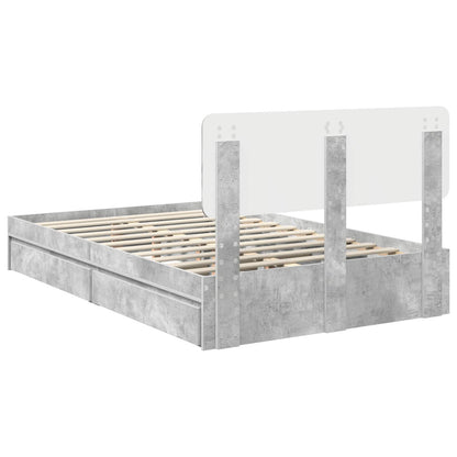 Opslag bed met hoofdeinde Beton Grijs 135 x 190 cm Bewerkt hout