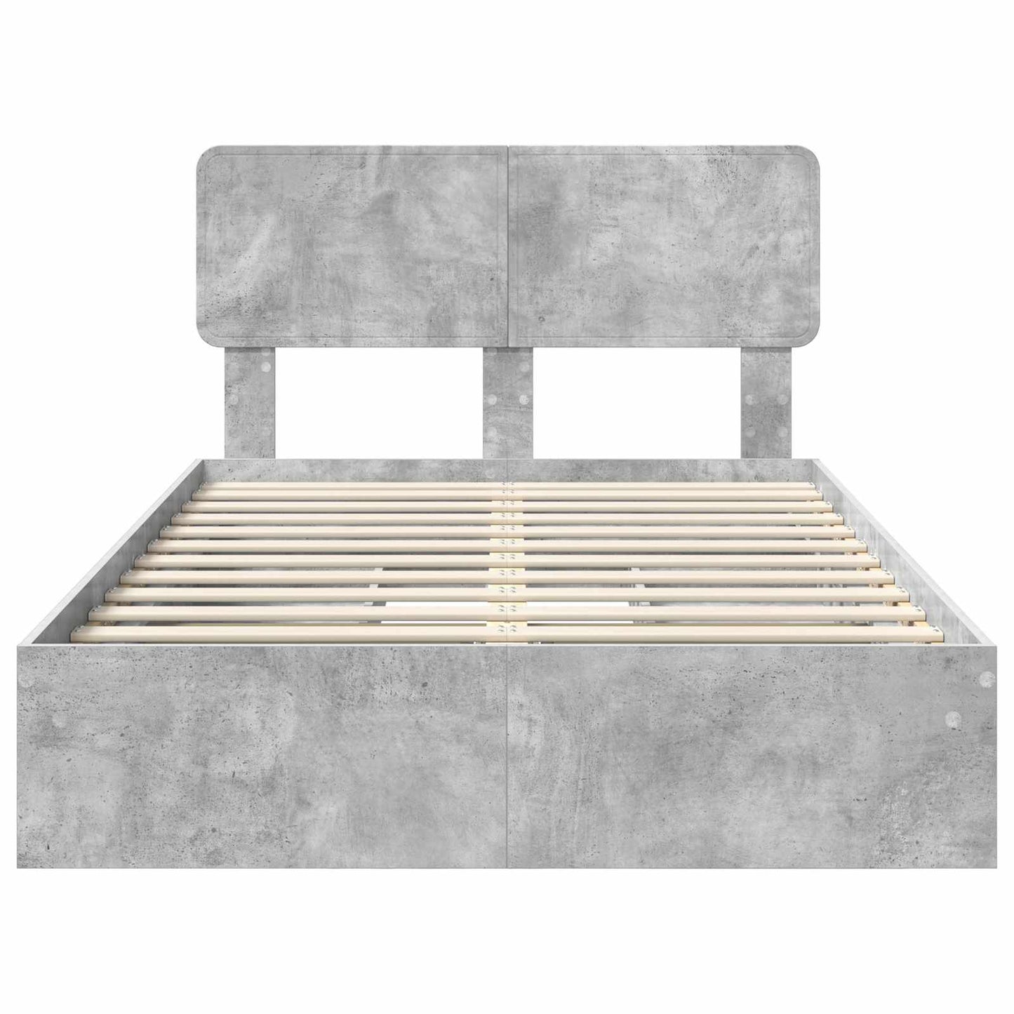 Opslag bed met hoofdeinde Beton Grijs 135 x 190 cm Bewerkt hout