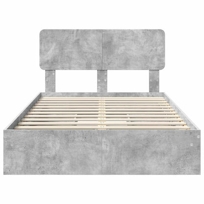 Opslag bed met hoofdeinde Beton Grijs 135 x 190 cm Bewerkt hout