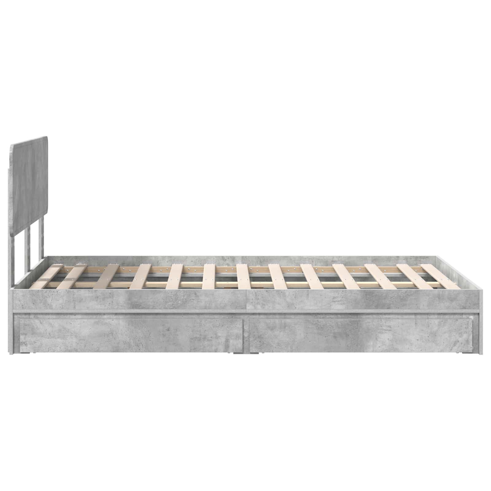 Opslag bed met hoofdeinde Beton Grijs 135 x 190 cm Bewerkt hout