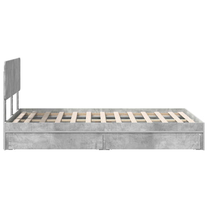 Opslag bed met hoofdeinde Beton Grijs 135 x 190 cm Bewerkt hout
