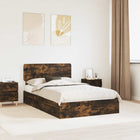 Opslagbed met lade 135x190 cm gerookt eiken bewerkt hout