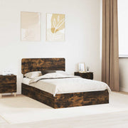 Opslagbed met lade 135x190 cm gerookt eiken bewerkt hout
