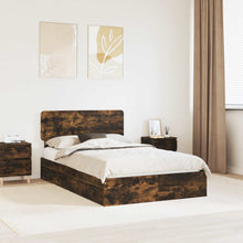 Opslag bed met lade Gerookt eiken 135 x 190 cm Bewerkt hout
