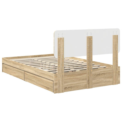 Opslag bed met lade Sonoma Eiken 120 x 200 cm Bewerkt hout