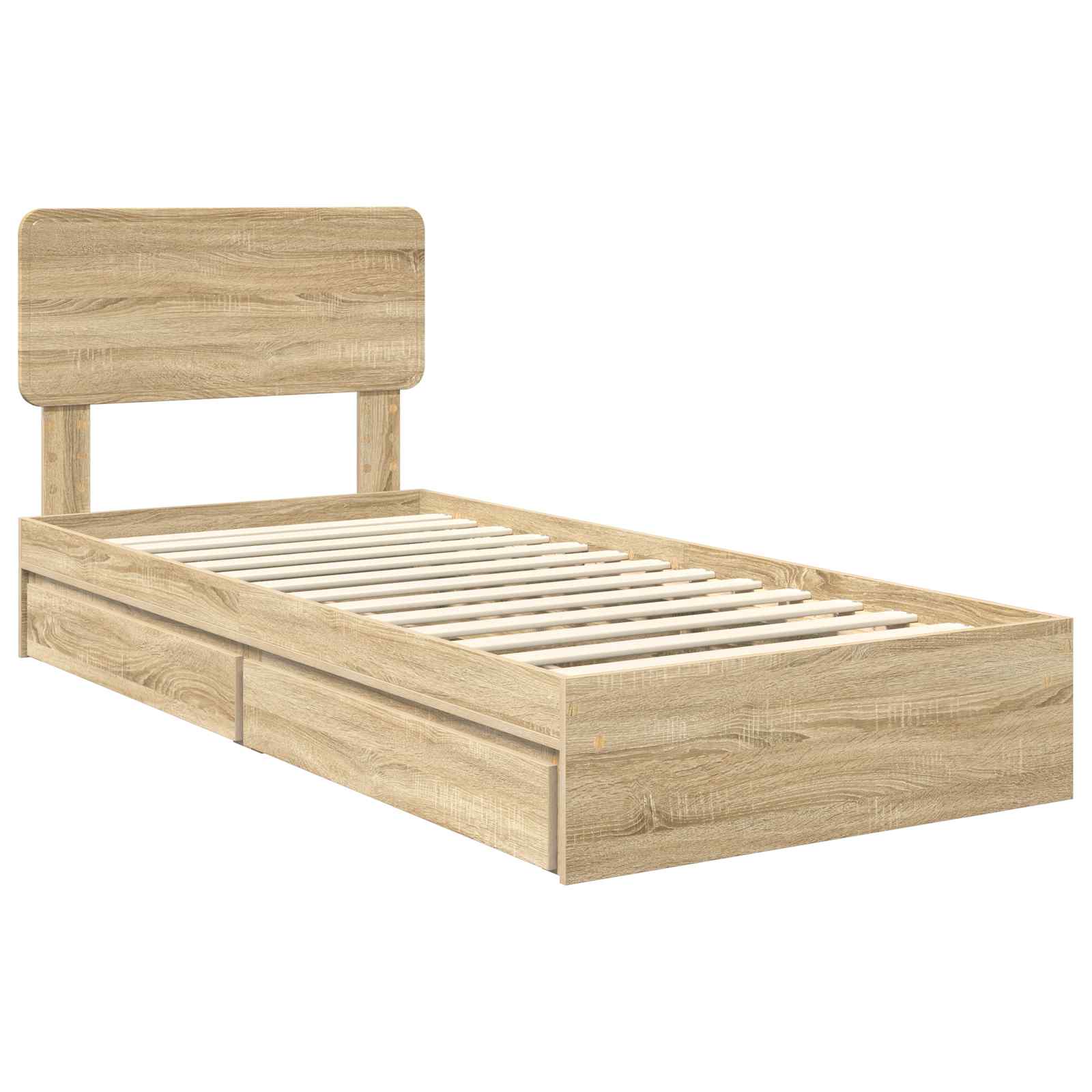 Opslag bed met lade Sonoma Eiken 100 x 200 cm Bewerkt hout