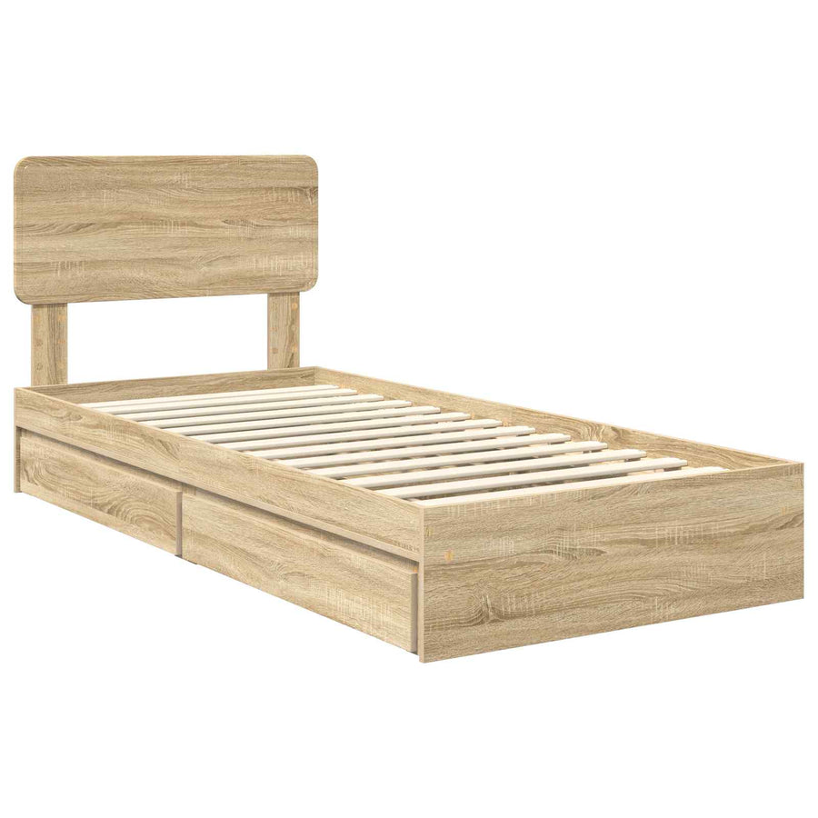 Opslag bed met lade Sonoma Eiken 100 x 200 cm Bewerkt hout