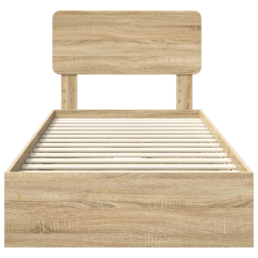 Opslag bed met lade Sonoma Eiken 100 x 200 cm Bewerkt hout