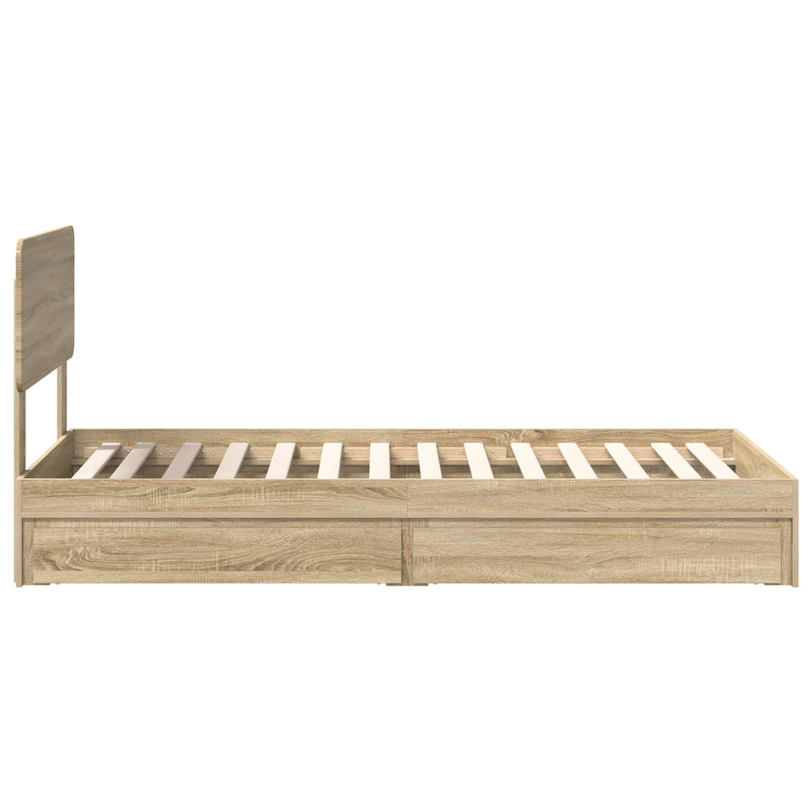 Opslag bed met lade Sonoma Eiken 100 x 200 cm Bewerkt hout