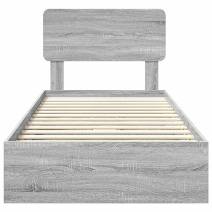 Opslag bed met lade Grijs Sonoma 100 x 200 cm Bewerkt hout