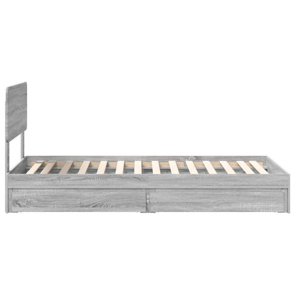 Opslag bed met lade Grijs Sonoma 100 x 200 cm Bewerkt hout