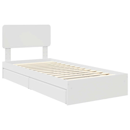 Opslag bed met hoofdeinde met lade Wit 90 x 200 cm Bewerkt hout