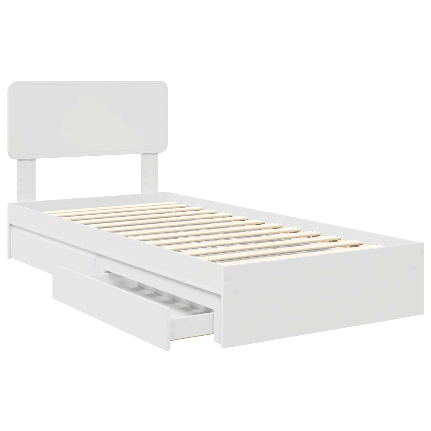 Opslag bed met hoofdeinde met lade Wit 90 x 200 cm Bewerkt hout