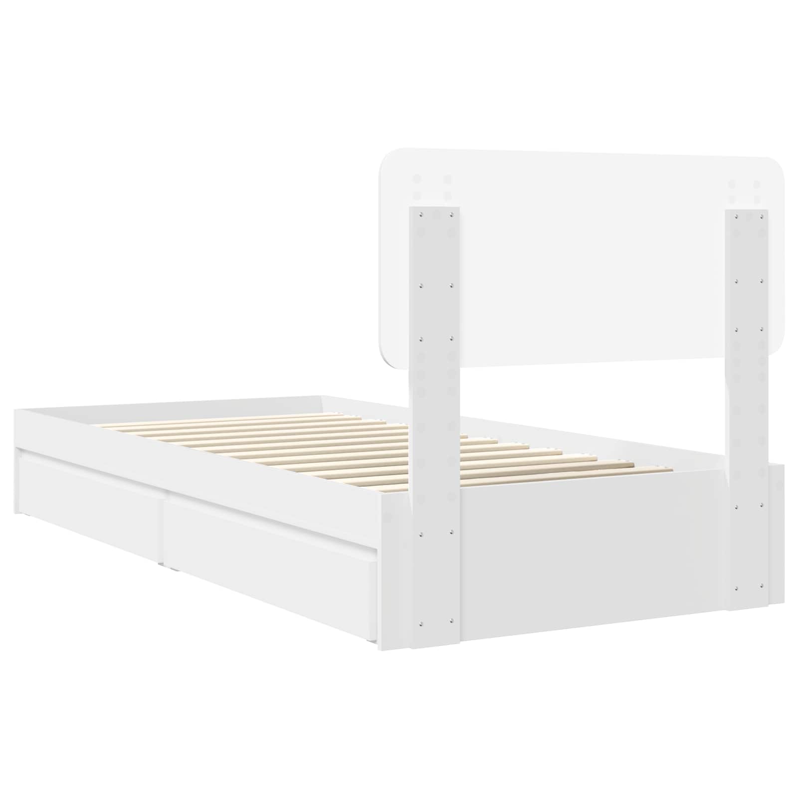 Opslag bed met hoofdeinde met lade Wit 90 x 200 cm Bewerkt hout