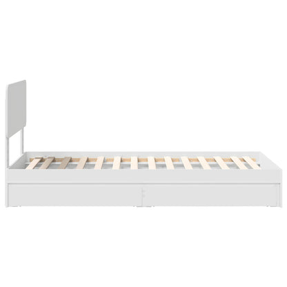 Opslag bed met hoofdeinde met lade Wit 90 x 200 cm Bewerkt hout
