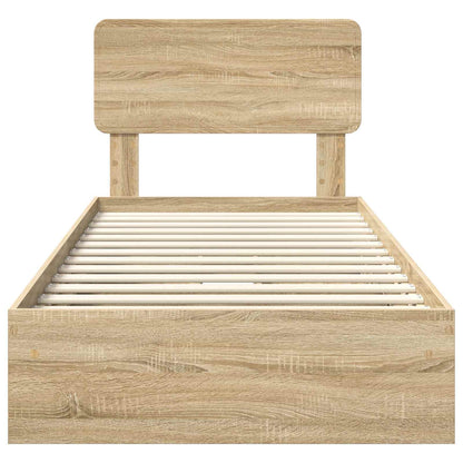 Opslag bed met hoofdeinde Sonoma Eiken 90 x 200 cm Bewerkt hout