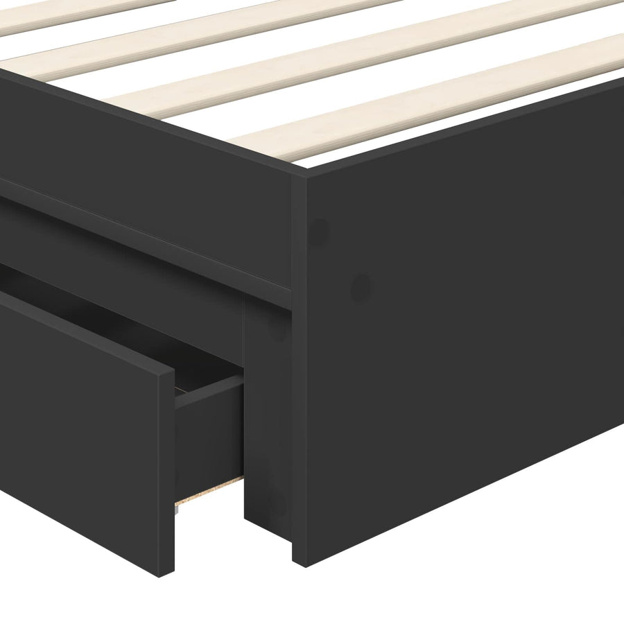 Opslag bed met hoofdeinde Zwart 90 x 190 cm Bewerkt hout