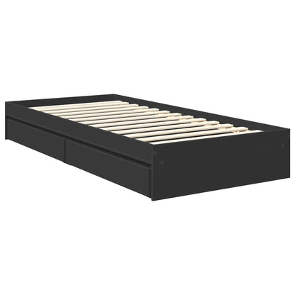 Opslag bed met hoofdeinde Zwart 90 x 190 cm Bewerkt hout