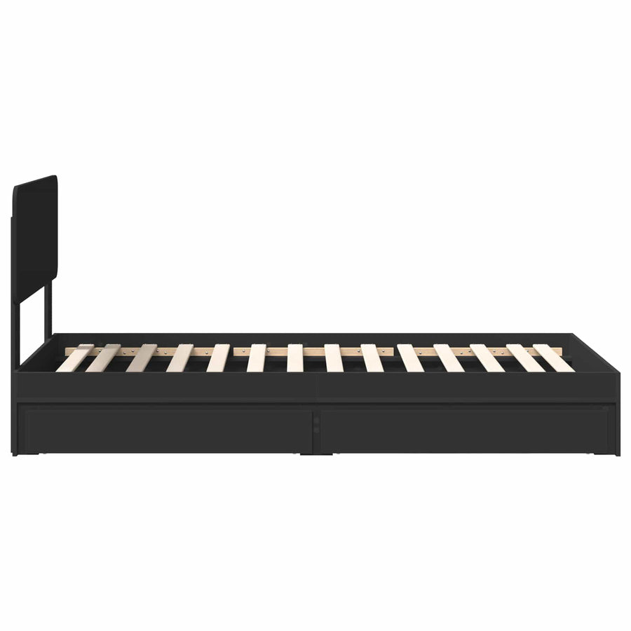 Opslag bed met hoofdeinde Zwart 90 x 190 cm Bewerkt hout