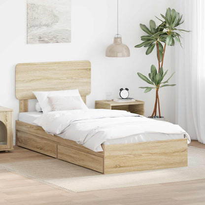 Opslag bed met hoofdeinde Sonoma Eiken 90 x 190 cm Bewerkt hout