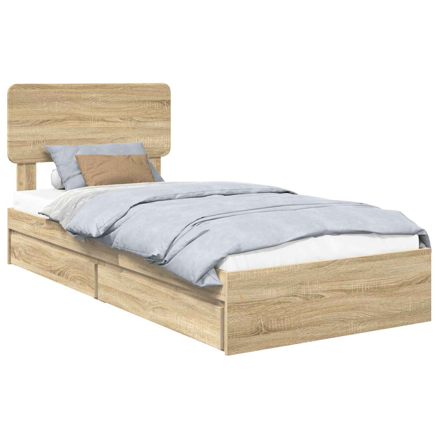 Opslag bed met hoofdeinde Sonoma Eiken 90 x 190 cm Bewerkt hout
