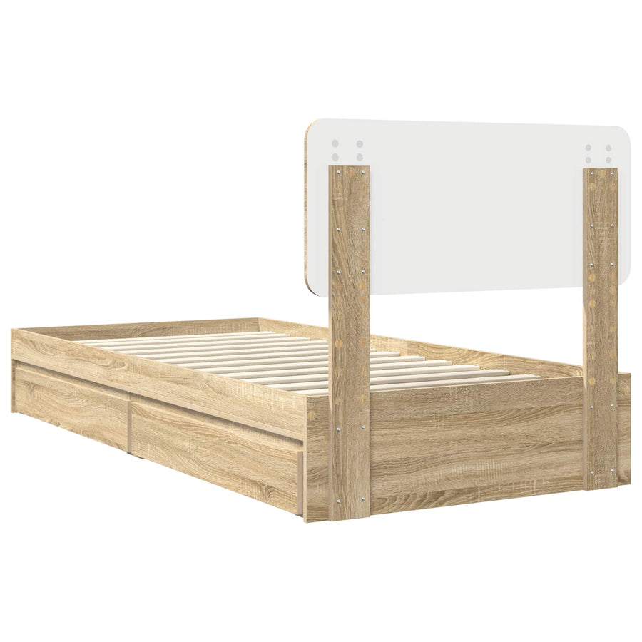 Opslag bed met hoofdeinde Sonoma Eiken 90 x 190 cm Bewerkt hout