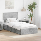 Opbergbed 90x190 cm beton grijs bewerkt hout