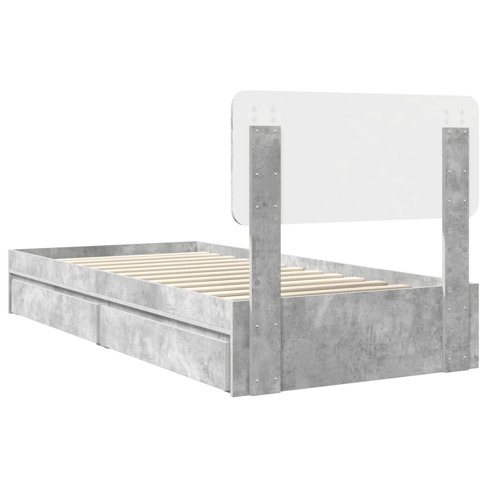 Opslag bed met hoofdeinde Beton Grijs 90 x 190 cm Bewerkt hout