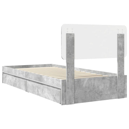 Opslag bed met hoofdeinde Beton Grijs 90 x 190 cm Bewerkt hout