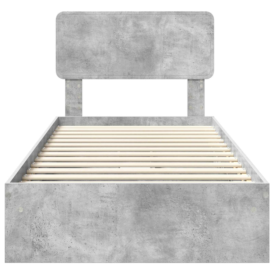 Opslag bed met hoofdeinde Beton Grijs 90 x 190 cm Bewerkt hout