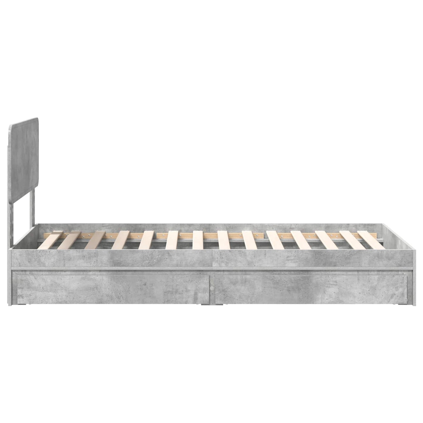 Opslag bed met hoofdeinde Beton Grijs 90 x 190 cm Bewerkt hout