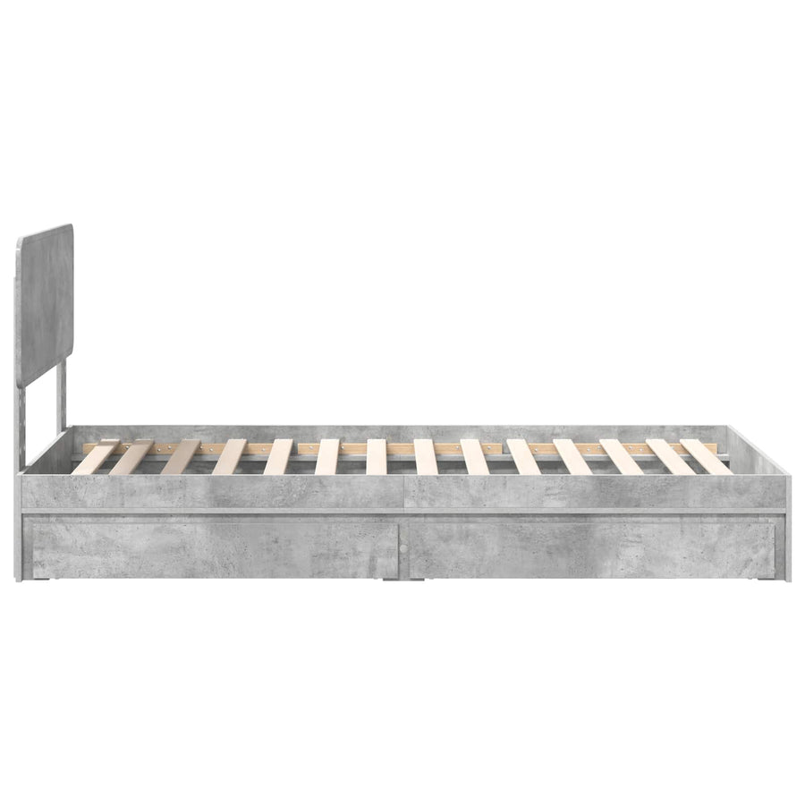 Opslag bed met hoofdeinde Beton Grijs 90 x 190 cm Bewerkt hout