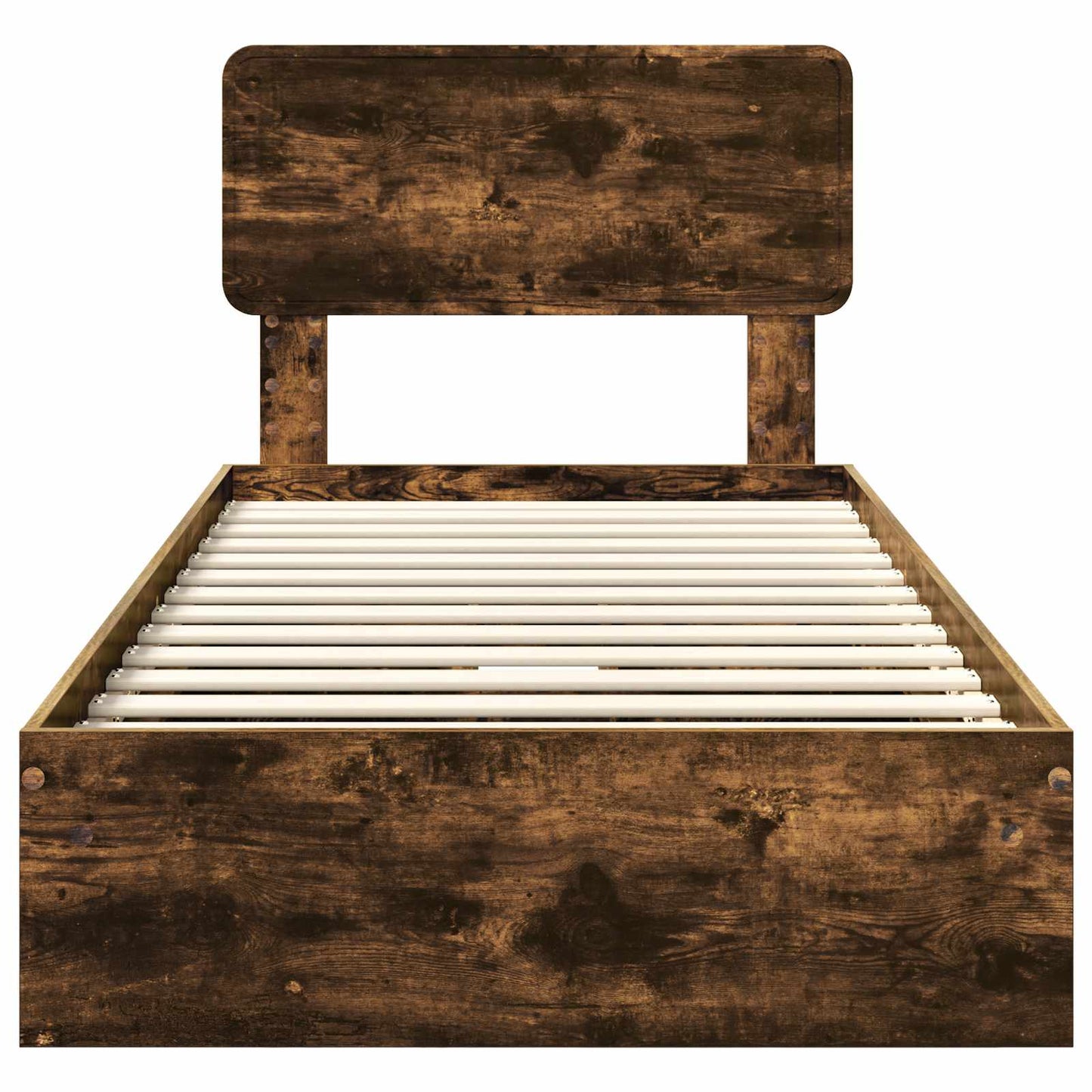 Opslag bed met lade Gerookt eiken 90 x 190 cm Bewerkt hout