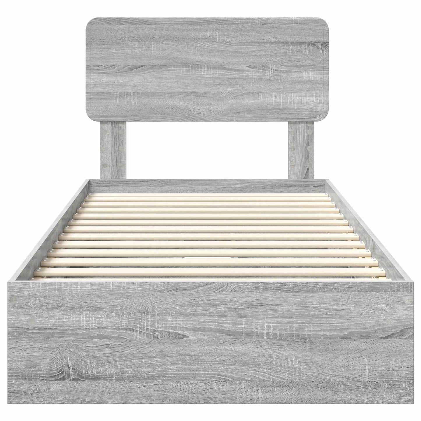 Opslag bed met hoofdeinde Grijs Sonoma 90 x 190 cm Bewerkt hout