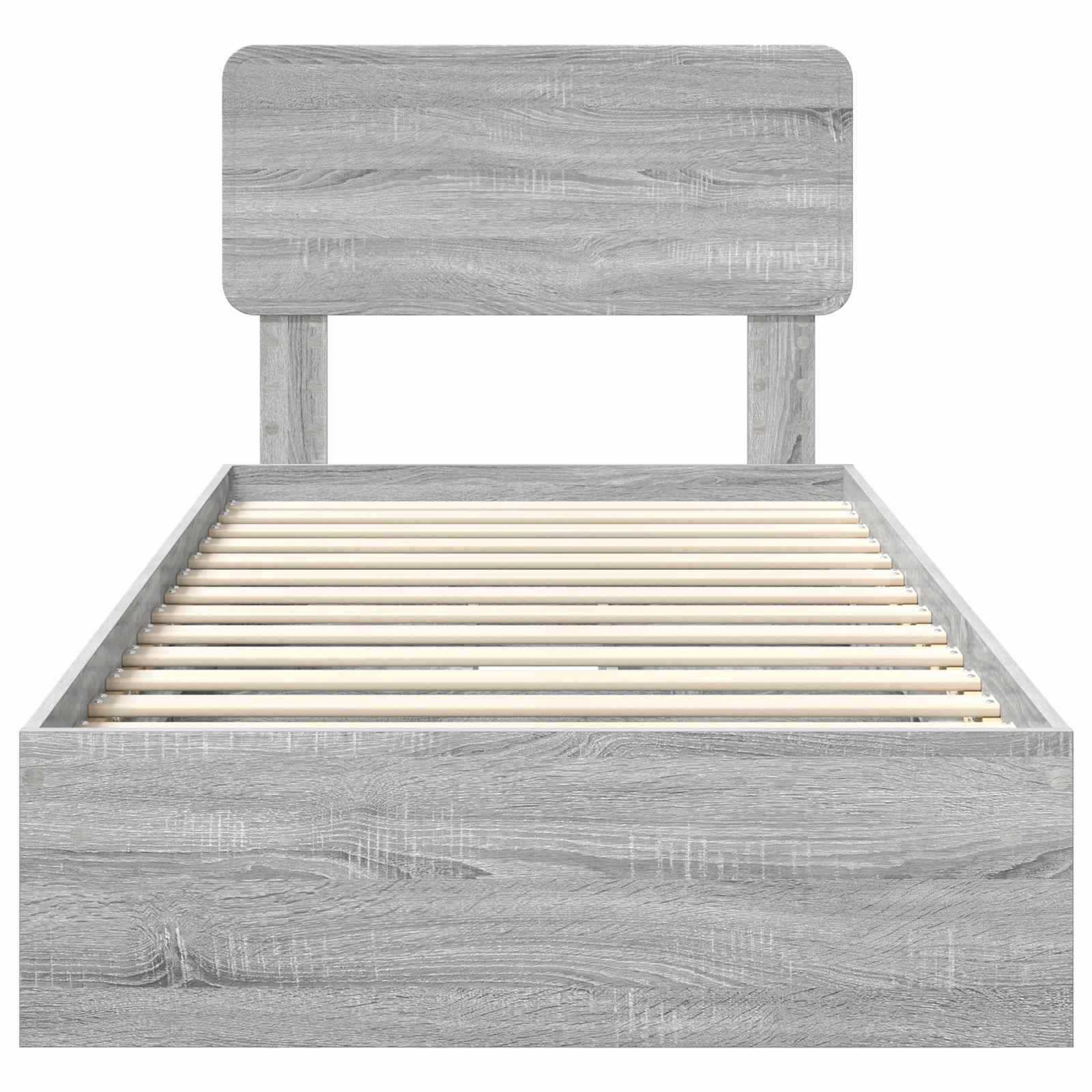 Opslag bed met hoofdeinde Grijs Sonoma 90 x 190 cm Bewerkt hout