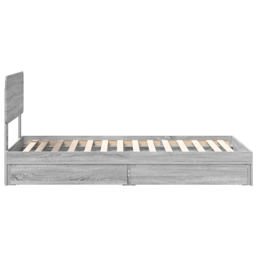 Opslag bed met hoofdeinde Grijs Sonoma 90 x 190 cm Bewerkt hout