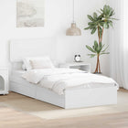 Opbergbed met lade 75x190 cm wit bewerkt hout