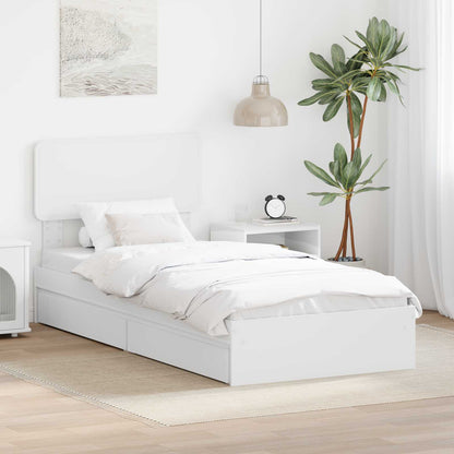 Opslag bed met hoofdeinde met lade Wit 75 x 190 cm Bewerkt hout