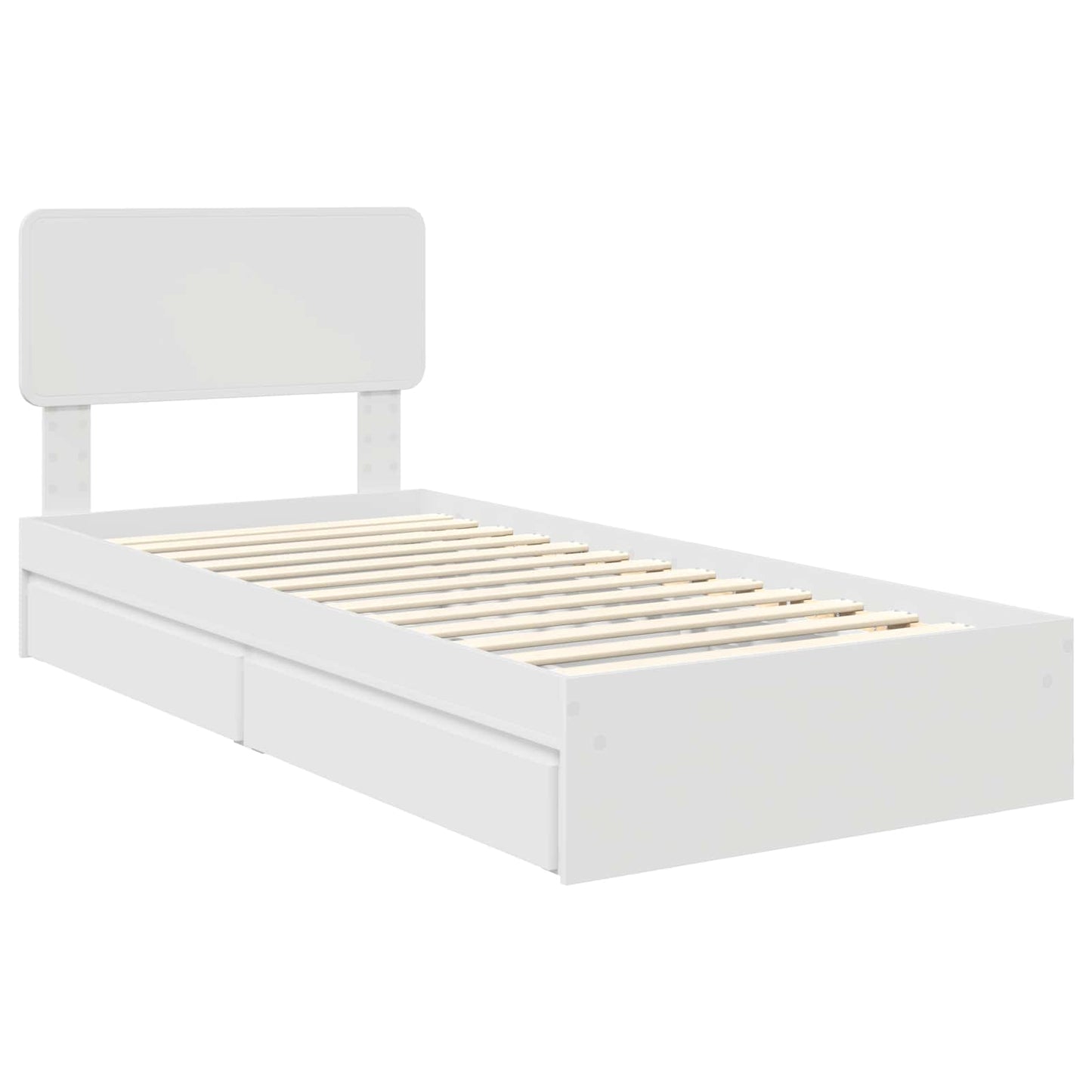 Opslag bed met hoofdeinde met lade Wit 75 x 190 cm Bewerkt hout