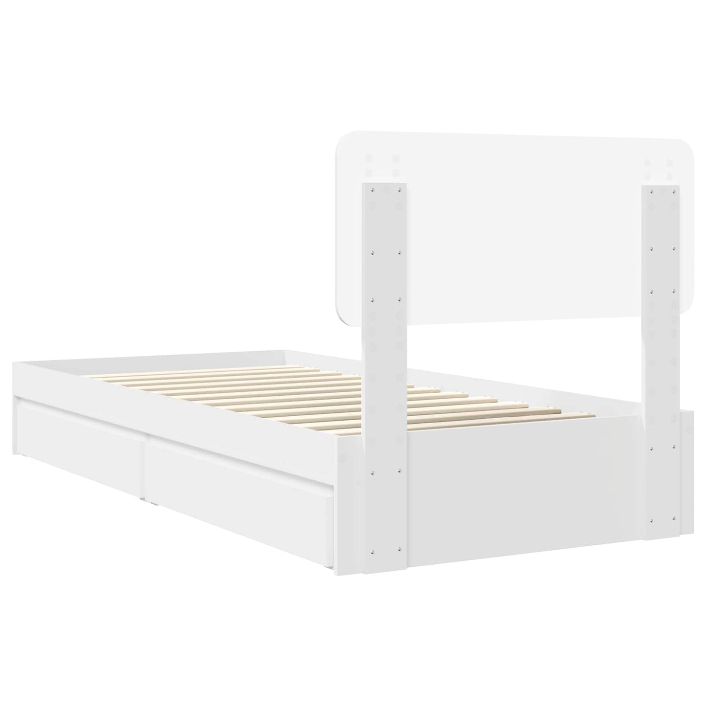 Opslag bed met hoofdeinde met lade Wit 75 x 190 cm Bewerkt hout