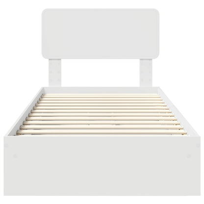 Opslag bed met hoofdeinde met lade Wit 75 x 190 cm Bewerkt hout