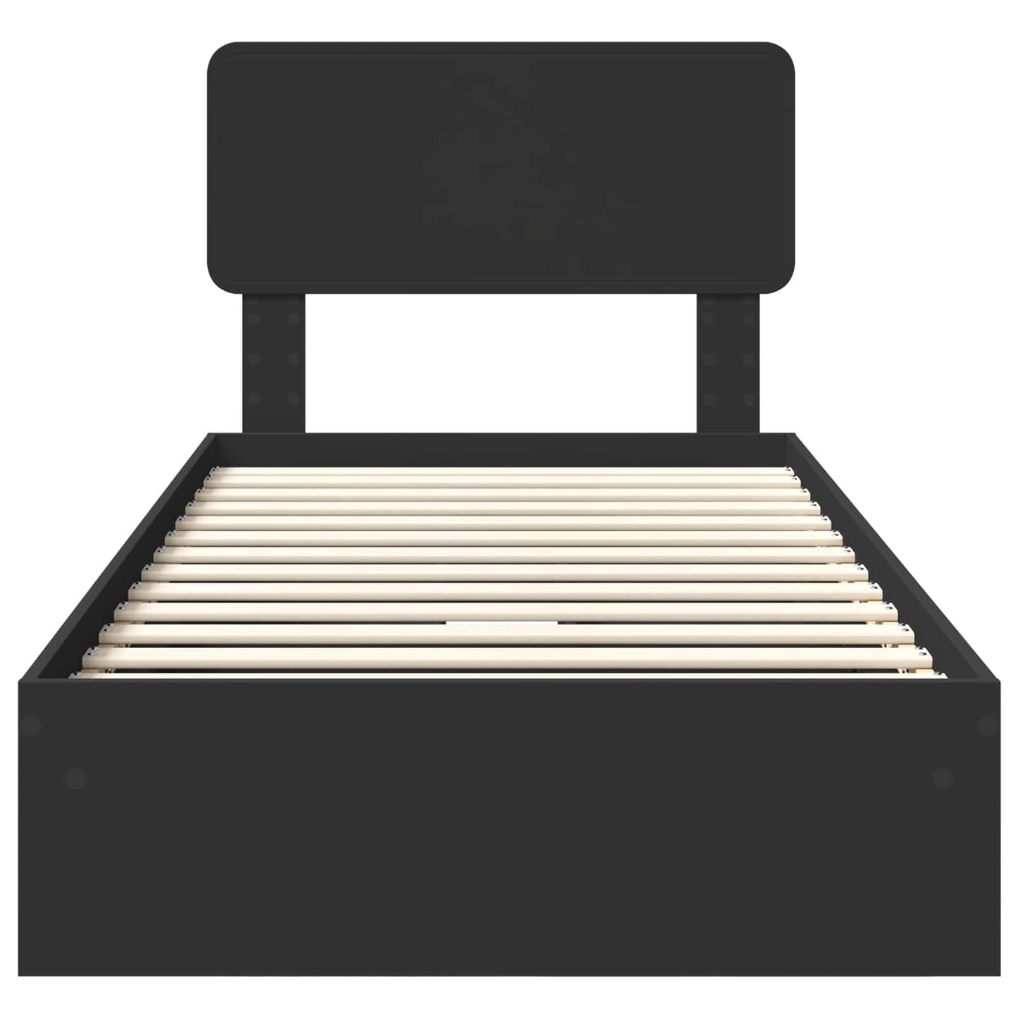 Opslag bed met hoofdeinde Zwart 75 x 190 cm Bewerkt hout