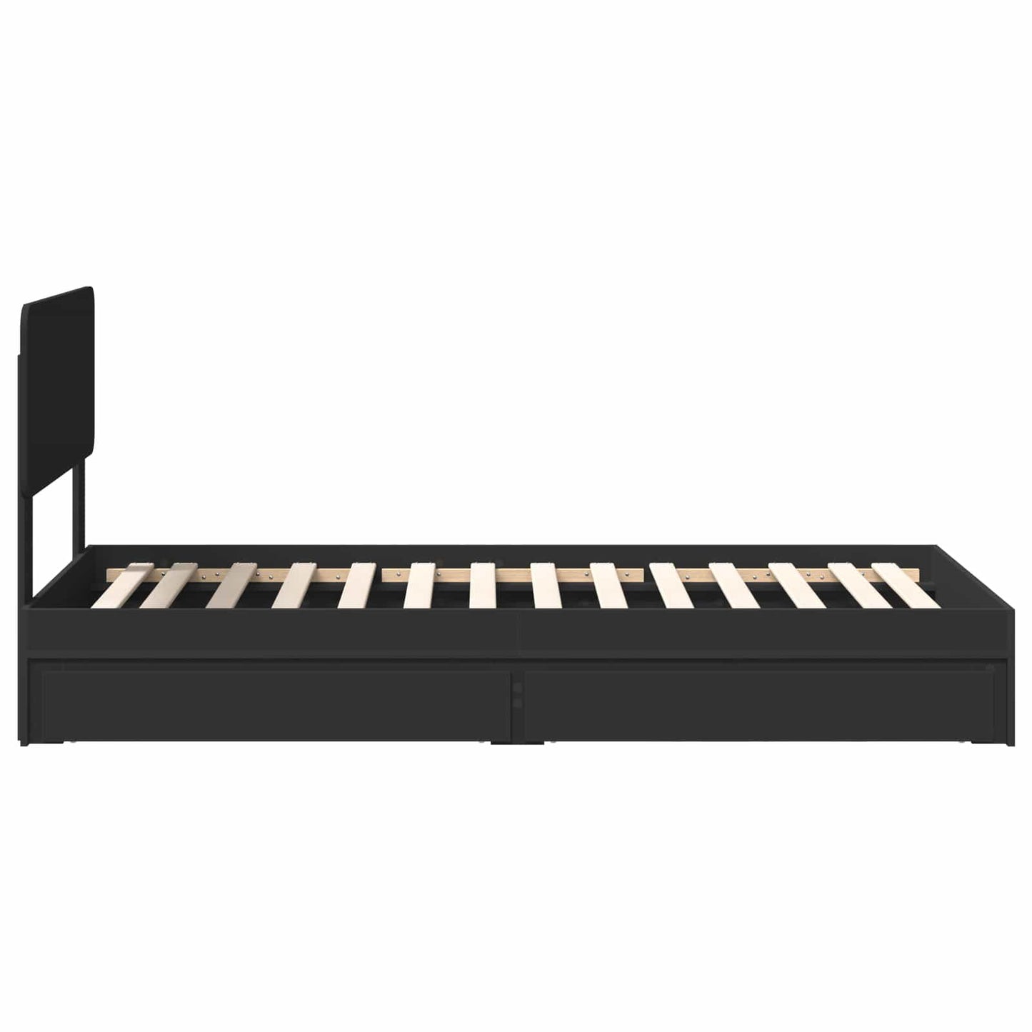 Opslag bed met hoofdeinde Zwart 75 x 190 cm Bewerkt hout