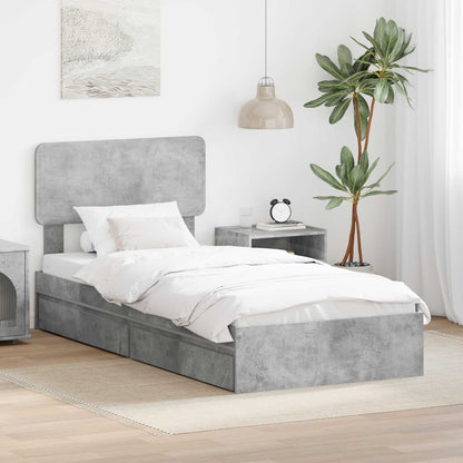 Opslag bed met hoofdeinde Beton Grijs 75 x 190 cm Bewerkt hout
