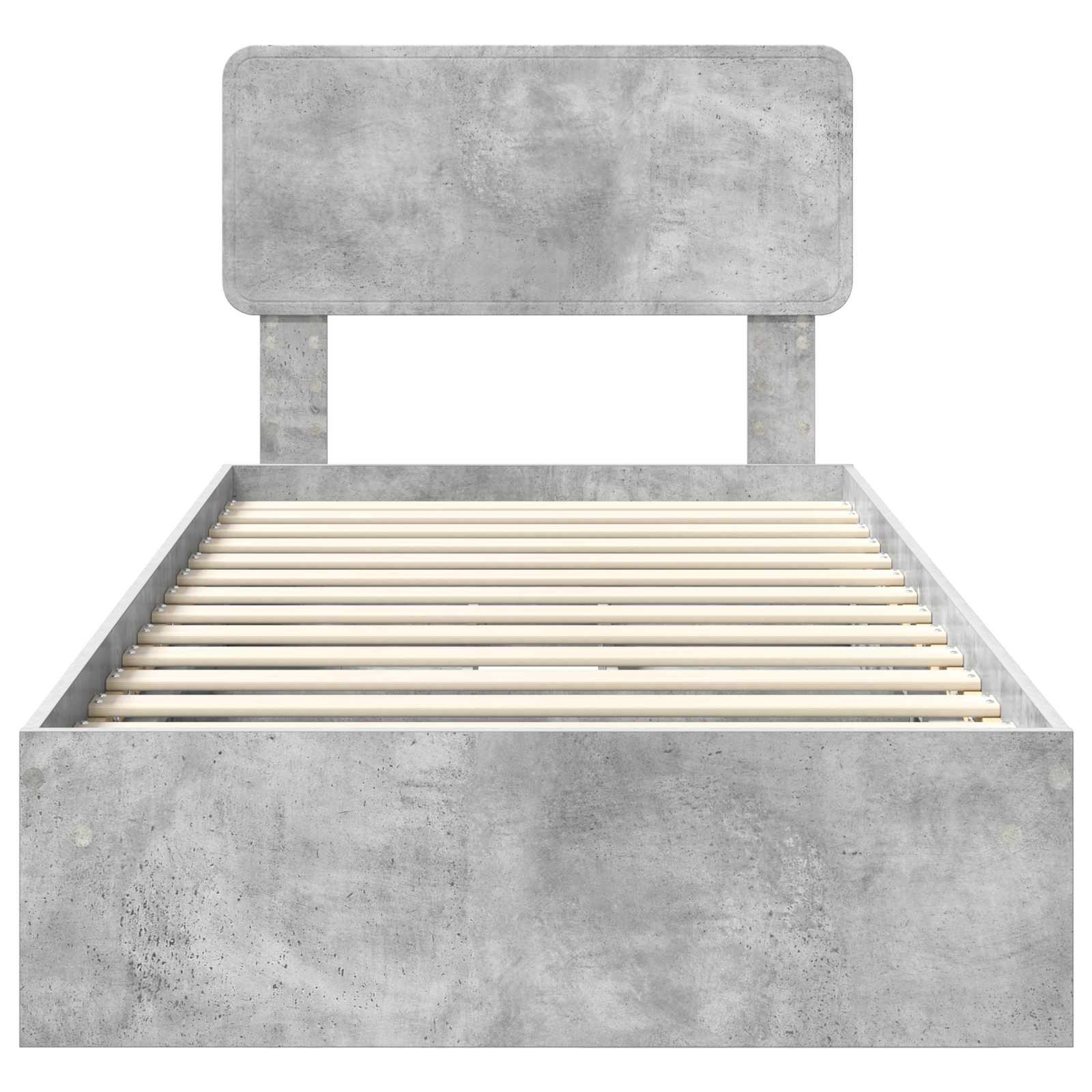 Opslag bed met hoofdeinde Beton Grijs 75 x 190 cm Bewerkt hout