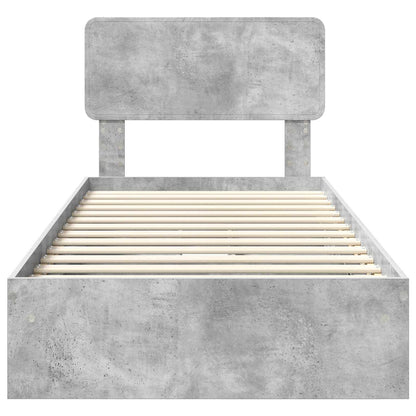 Opslag bed met hoofdeinde Beton Grijs 75 x 190 cm Bewerkt hout