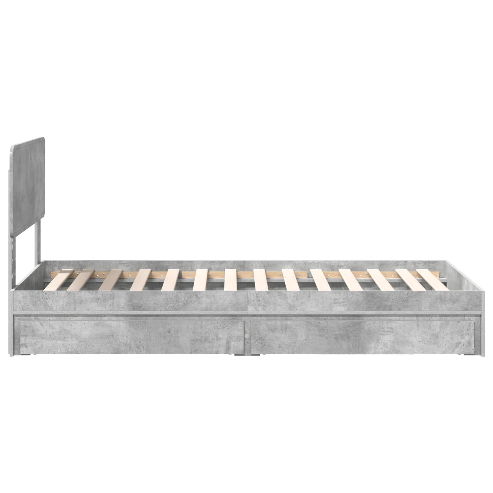 Opslag bed met hoofdeinde Beton Grijs 75 x 190 cm Bewerkt hout