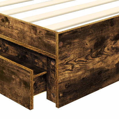 Opslag bed met lade Gerookt eiken 75 x 190 cm Bewerkt hout
