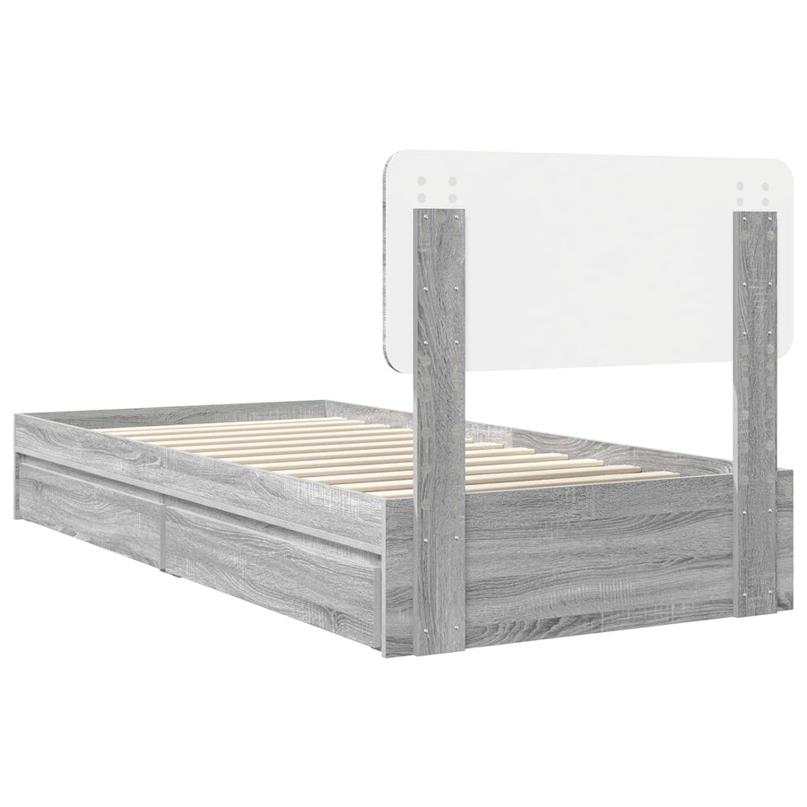 Opslag bed met hoofdeinde Grijs Sonoma 75 x 190 cm Bewerkt hout